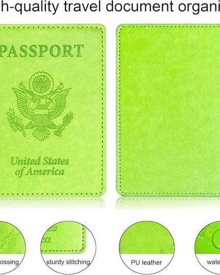 Herain Green & Orange Passport Holder for Travel, Cruise Essentials Passport Wallet Cover Case for Family Women Men, Travel Accessorie Gifts Must Haves Passports Book Protector