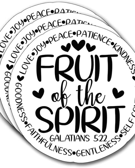 (3Pcs) Fruit of The Spirit Sticker, Christian Gifts Decorate Books Laptop Phone, Water Bottles Kindles Stickers, Tumbler Sticker Waterproof Vinyl Decorate Sticker 3" Inch