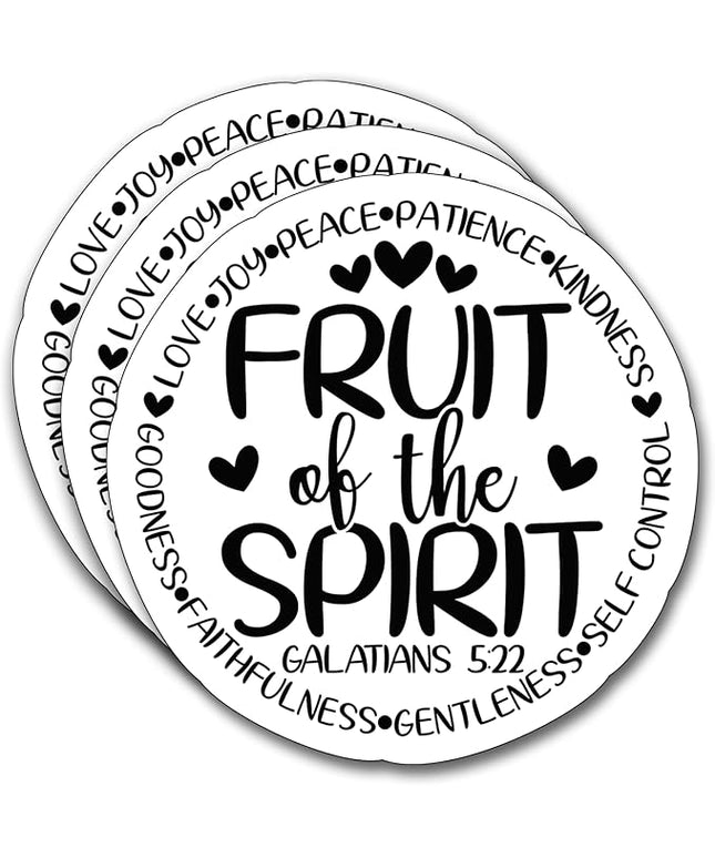 (3Pcs) Fruit of The Spirit Sticker, Christian Gifts Decorate Books Laptop Phone, Water Bottles Kindles Stickers, Tumbler Sticker Waterproof Vinyl Decorate Sticker 3" Inch