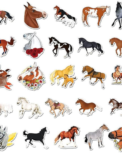 Western Horse Vinyl Stickers, 50 PCS Waterproof Animal Decals for Laptops, Scrapbooking, Notebooks, Water Bottles, Suitcases, Phones & DIY Decor