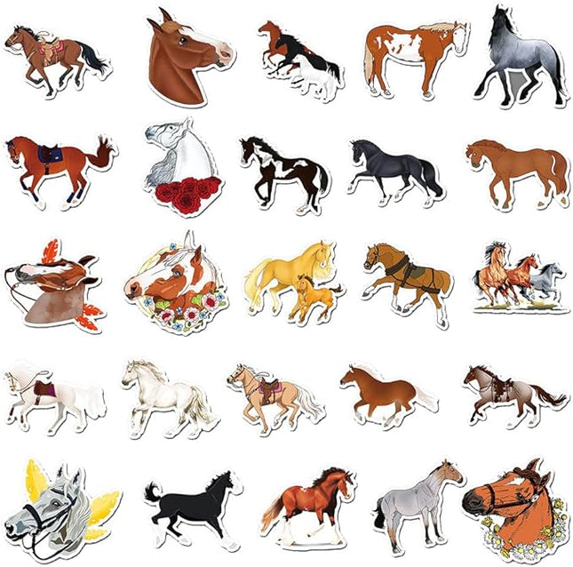 Western Horse Vinyl Stickers, 50 PCS Waterproof Animal Decals for Laptops, Scrapbooking, Notebooks, Water Bottles, Suitcases, Phones & DIY Decor