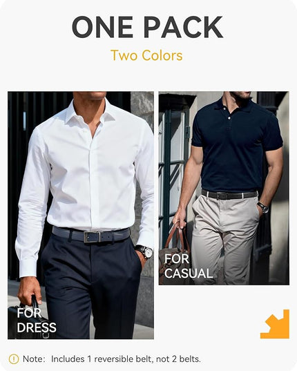 CHAOREN Reversible Belt Men 1 Piece - 1.25" Leather Dress Belt - Trim to Fit for Elegant Style