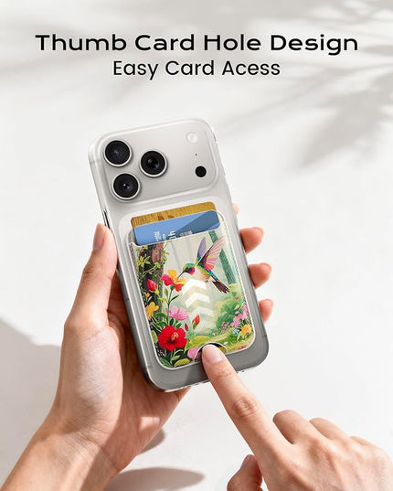 Magnetic Mag-safe Wallet Cell Phone Card Holder for Phone Case with Mag-Safe, Stronger Magnetic RFID Leather Phone Wallet Stick on for iPhone 17/16/15/14/13/12 Series, Fit 3 Cards