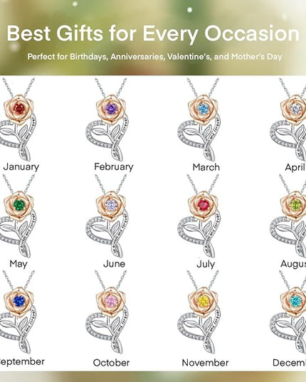 LAVALE Heart Birthstone Necklace for Women, Ideal Anniversary Birthday Gifts for Women Wife Girlfriend Her, Amazing Valentine's day Gift for Mom Women