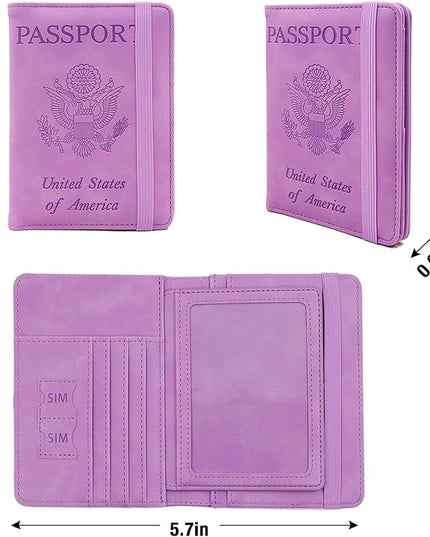 Melsbrinna RFID Passport Holder for Travel, Unisex Adults, Purple, Faux Leather, Travel Wallet, Passport Cover, RFID Protected