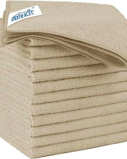 HOMEXCEL Brown Microfiber Cleaning Cloth 12 Pack, 12.5 x 12.5 inch Microfiber Towels for Cars, Ultra Absorbent Car Washing Cloth, Lint Free Streak Free Cleaning Rags for Car, Kitchen, and Window