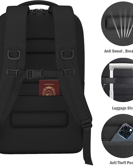 Expandable Laptop Backpack, Business Travel Backpack,TSA-Flight Approved Backpack with USB Charging Port fit 17.3 Inch Laptop for Men