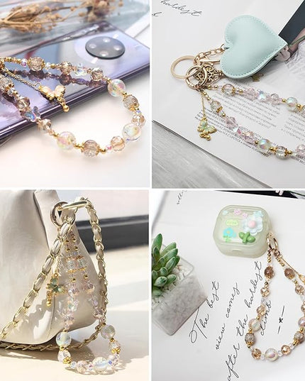 Beaded Phone Wrist Strap,Crystal Keychain Wristlet,Camera Strap Wrist,Cute Phone Chain Wristlet Purse Bag Charms
