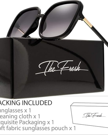 The Fresh Women's Oversized Square Jackie O Cat Eye Hybrid Butterfly Fashion Sunglasses - Exquisite Packaging