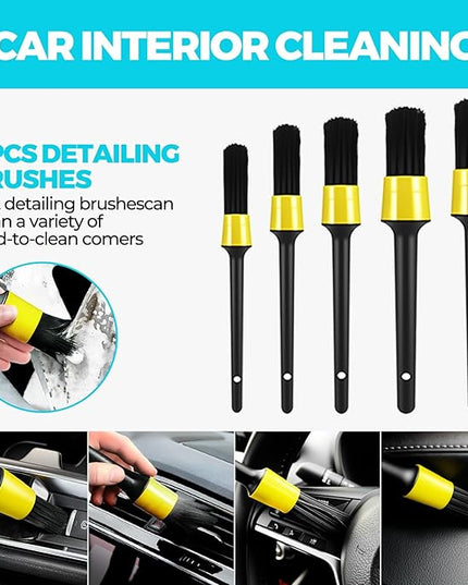 30Pcs Car Detailing Kit, Car Wash Cleaning Kit, Auto Detailing Drill Brush Set, Car Cleaning Gel, Car Cleaning Supplies for Interior, Exterior, Wheels, Windows
