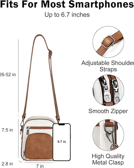 FADEON Small Purses for Women Crossbody Bags, Designer PU Leather Mini Cross Body Purse Travel Shoulder Bag Card Slots