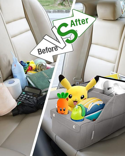 MULISOFT Car Seat Organizer - Backseat Organizer with 11 Storage Compartments and 2 Cup Holders for Travel, Kids