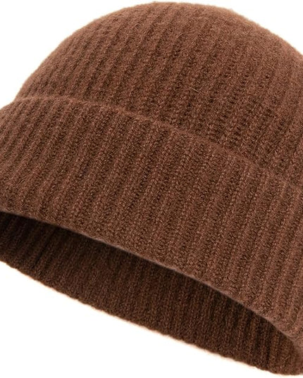 Villand 100% Cashmere Ribbed Cuffed Hat for Men, Ultra-Soft Men's Pure Cashmere Winter Ski Beanie