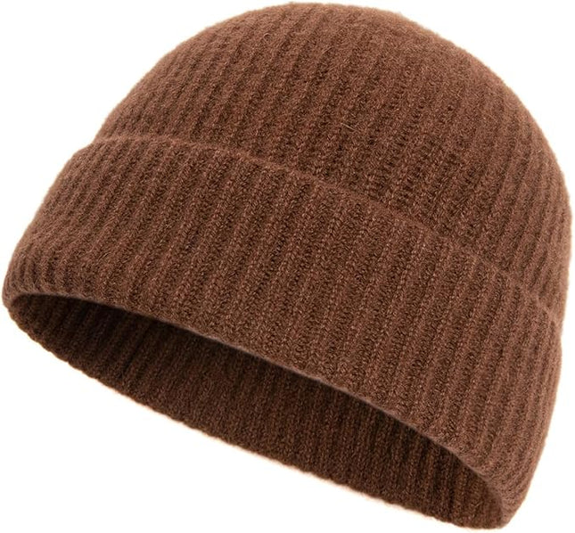 Villand 100% Cashmere Ribbed Cuffed Hat for Men, Ultra-Soft Men's Pure Cashmere Winter Ski Beanie