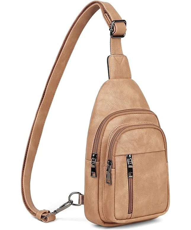 MASINTOR Sling Bag for Women - Crossbody Bags Fanny Pack with Vegan Leather - Adjustable Sling Backack for Travel