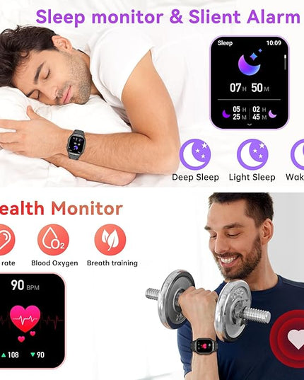 Smart Watch for Men Fitness Tracker: Military Waterproof Make Answer Call Digital Mens Watches Running Step Pedometer Smartwatch Android Phone iPhone Samsung Compatible Sleep SpO2 Heart Rate Monitor