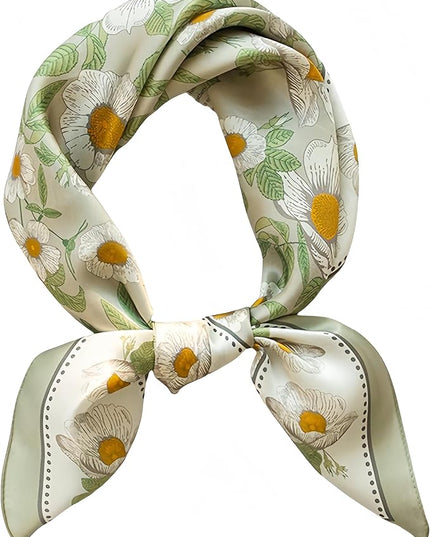 MINIDORA Satin Scarves for Women 27.5 × 27.5 inches Medium Square Elegant Silk Feeling Head Scarf