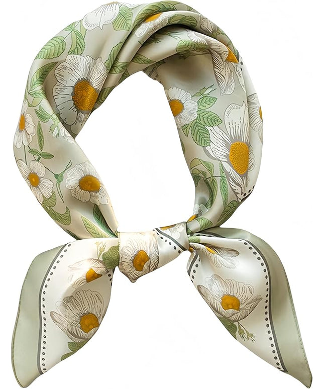 MINIDORA Satin Scarves for Women 27.5 × 27.5 inches Medium Square Elegant Silk Feeling Head Scarf