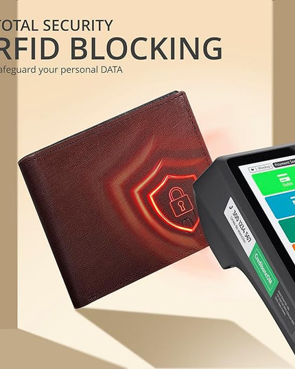 Oak Leathers Slim Leather Wallet for Men - RFID Wallets Credit Card Holder Ultra Thin Gift for Mens, Front Pocket Minimalist Design