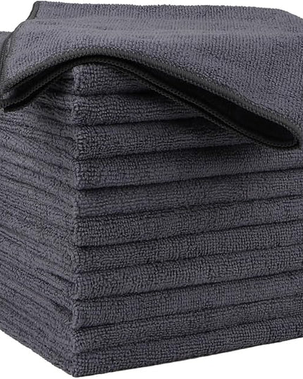 HOMEXCEL Microfiber Cleaning Cloths 12 Pack, Premium 16 x 16 inch Microfiber Towel for Cars, Ultra Absorbent Car Washing Cloth, Lint Free Streak Free Wash Cloths for Car, Kitchen, and Window, Grey