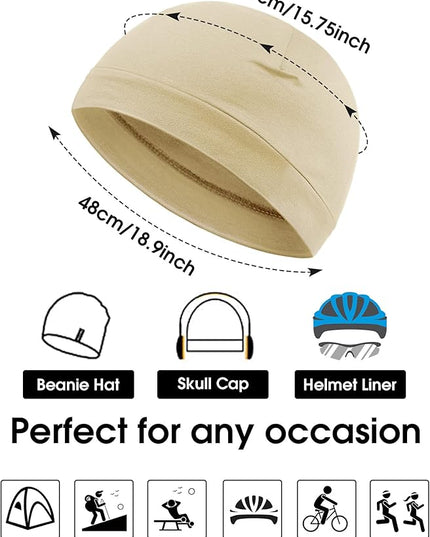 Syhood 4 Pcs Cotton Skull Caps for Men Women Breathable Beanie Thin Sleep Hat Night Running Cap Helmet Liner for Cycling Gym