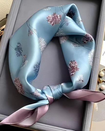MINIDORA Satin Scarves for Women 27.5 × 27.5 inches Medium Square Elegant Silk Feeling Head Scarf