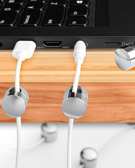 3 Sets Charger Holders for Cords, Adjustable Cable Anchor Holders, Adhesive Metal Cord Clips, Cable Management Wire Organizers for Desk, Office, Nightstand - White, Silver, Red Bronze
