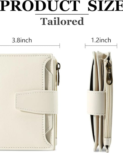 Airkit Small Wallet Women RFID Blocking Soft Leather Bifold Compact Card Holder Wallet for Women with Zipper Coin Pocket 4 ID Window
