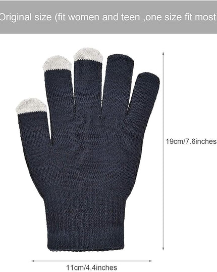 Pangda 12 Pairs Winter Touch Screen Gloves for Men Women Stretch Knitted Texting Gloves Warm Windproof Solid Color Mittens