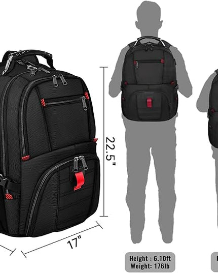 YOREPEK 18.4 Laptop Large Backpacks Fit Most 18 Inch Laptop with USB Charger Port,TSA Friendly Flight Approved Weekend Carry on Backpack with Luggage Strap for Men and Women, Black