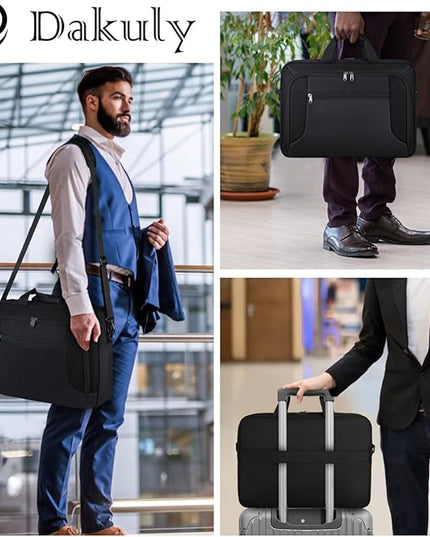 Laptop Bag 17.3 Inch Laptop Briefcase Large Waterproof Laptop Case for Men Women Business Office Work Computer Bag 17 Inch Adjustable Shoulder Messenger Bag, Black