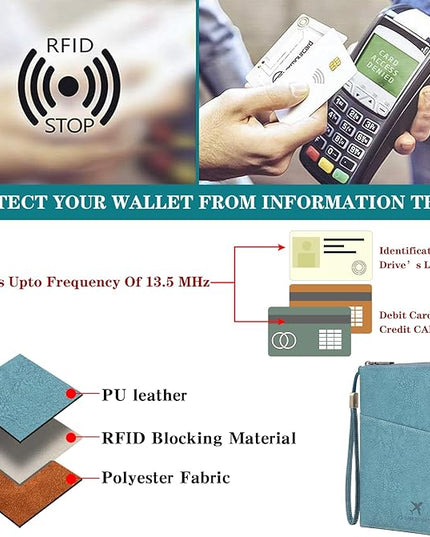Family Passport Holder Wallet RFID Blocking Zippered Passport Wallet,Women and Men Travel Wallet Ladies Passport Cover