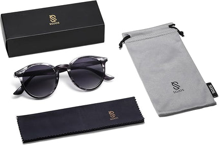 SOJOS Retro Round Polarized Sunglasses for Women Men Classic Vintage Sunnies SJ2069