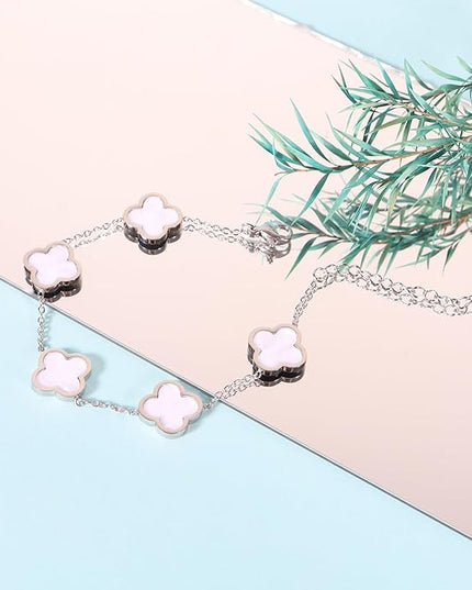 3PC Clover Bracelets Set 18k Gold Plated Lucky Clover Bracelet Women Adjustable Link Bracelets Cute Gold Jewelry