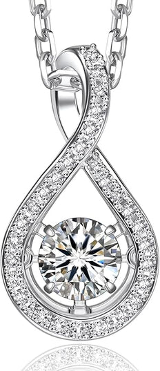 MomentWish Necklace for Women, Sparkling Gift for Her, 1Carat Moissanite Heart Pendent for Her, 925 Sterling Silver Dance Necklace for Anniversary Christmas Valentines