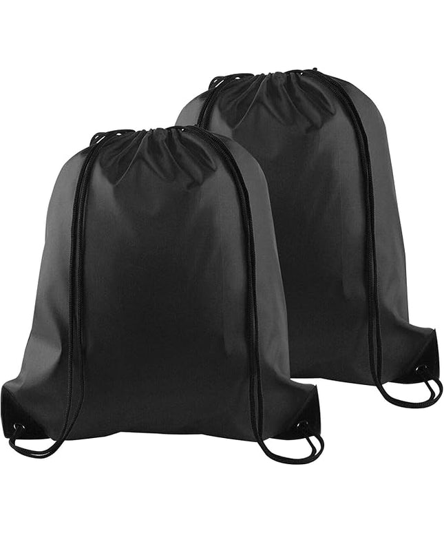 KUUQA 2 Pcs Drawstring Backpack Bags Sports Cinch Sack String Backpack Storage Bags for School Gym Traveling (Black)