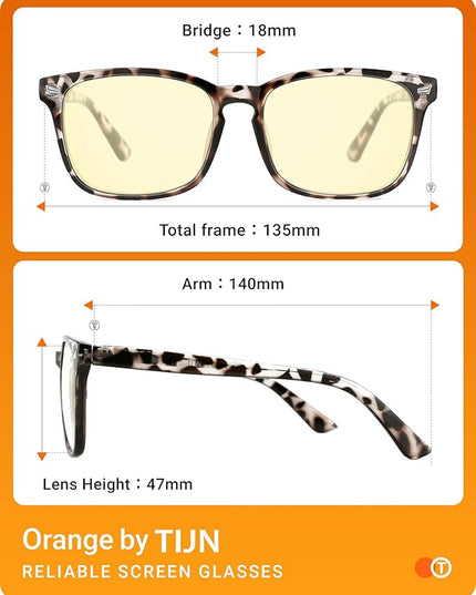 TIJN Gaming Glasses Blue Light Blocking Glasses for Women Men Nerd Eyeglasses Screen Fatigue Anti UV Glare (Leopard(Gaming Glasses))