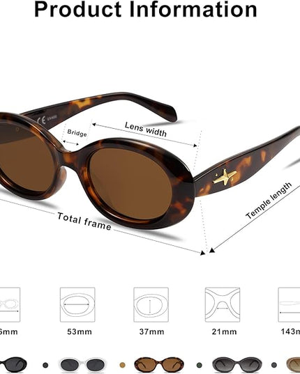 SOJOS Small Retro Oval Polarized Sunglasses for Women Men 90s Vintage UV400 Protection Tiny Sun Glasses SJ2286