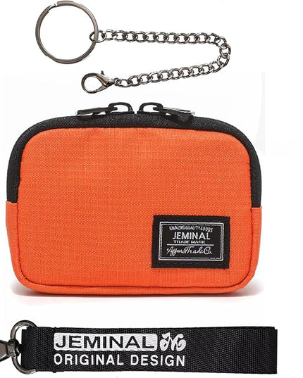JEMINAL Lanyard Travel Little Coin Purse Pouch Fit for Men & Women & Boys & Girl: Change & Cards & Cash Dual Zip Travel Wallet with Keychain - Men's Detachable Nylon Essentials Change Pouch Purse