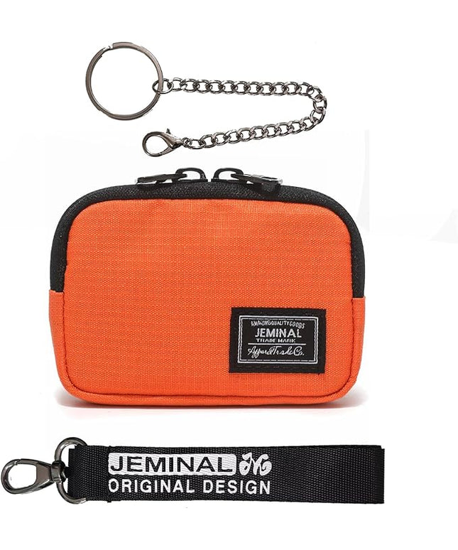 JEMINAL Lanyard Travel Little Coin Purse Pouch Fit for Men & Women & Boys & Girl: Change & Cards & Cash Dual Zip Travel Wallet with Keychain - Men's Detachable Nylon Essentials Change Pouch Purse