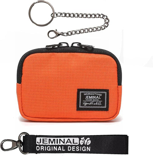JEMINAL Lanyard Travel Little Coin Purse Pouch Fit for Men & Women & Boys & Girl: Change & Cards & Cash Dual Zip Travel Wallet with Keychain - Men's Detachable Nylon Essentials Change Pouch Purse