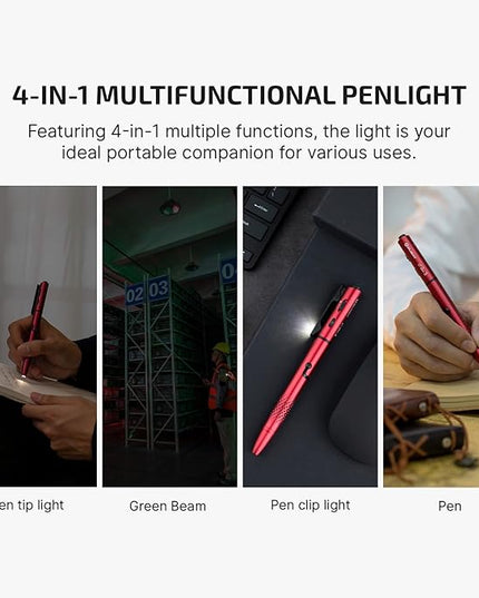OLIGHT O'Pen 3 EDC Pen Light,120 Lumens with Green Beam, Red and White, USB-C Rechargeable LED Flashlight for Office, Writing, Presentation, Outdoor Uses, Professional Business Gift(Wine Red)