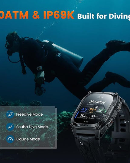 KOSPET Tank M4 Smart Watch for Men, Full Stainless Steel, GPS & Offline Maps, 10ATM Waterproof 45m Freediving, 50-Day Battery, Bluetooth Calls, 24/7 Heart Monitor, for Android & iOS