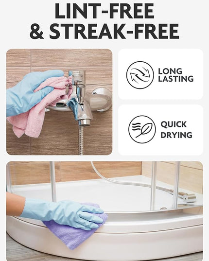 Fantasticlean Microfiber Cleaning Cloth Roll -60 Pack, Tear Away Microfiber Towels, 12" x 12", Reusable, Washable, Scratch Free, Ultra Absorbent Dishcloth for All-Around Cleaning (Pink & Lavender)
