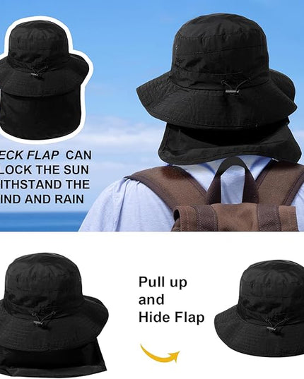 Water-Resistant Sun UPF 50+ Bucket Hat Protection Packable Brimmed Boonie for Women Men Summer Lightweight Hiking Outdoor Cap