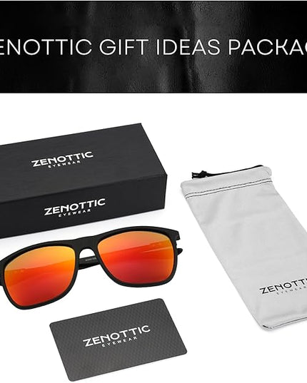 ZENOTTIC Square Polarized Sunglasses for Men Ultralight Carbon Fiber Sun Glasses Driving Fishing Golf Sports UV400 Protection