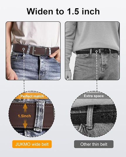 JUKMO 1.5" (38mm) Leather Ratchet Belt for Men in Gift Box