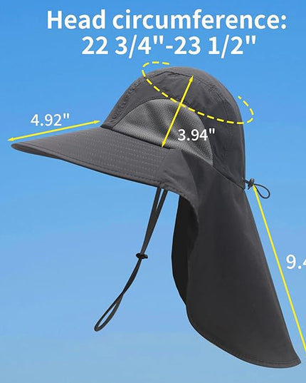 NPJY Sun Fishing Hats with Neck Flap for Men Women UV Sun Protection Bucket Hat