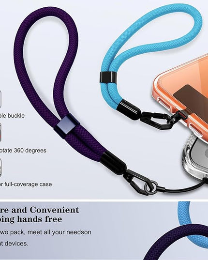 Phone Lanyard, 2 Pack Adjustable Cell Phone Lanyard Hand Phone Wrist Strap with Tether Tabs for Smartphones