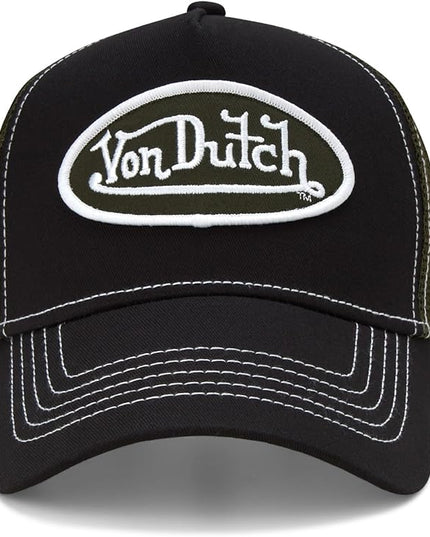 Von Dutch Unisex Trucker Hat - Curved Bill Mesh Back Retro Classic Adjustable Snapback Baseball Cap for Men and Women